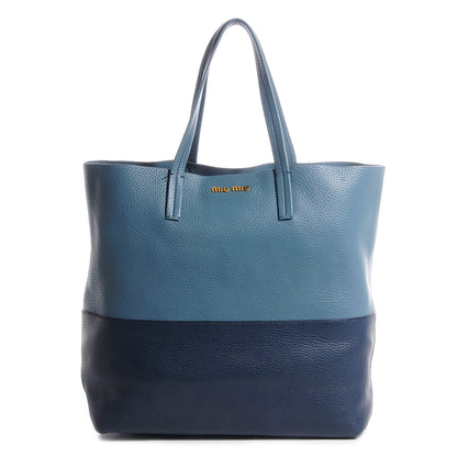 Miu Miu Vitello Daino Bi-Color Shopping Tote Blue 1 of 11