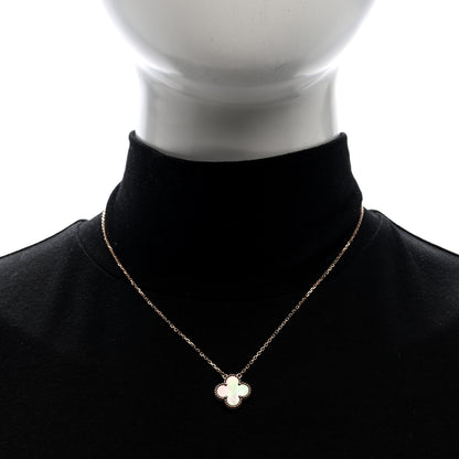 Van Cleef & Arpels 18K Rose Gold Gray Mother of Pearl Vintage Alhambra Pendant Necklace 2 of 6