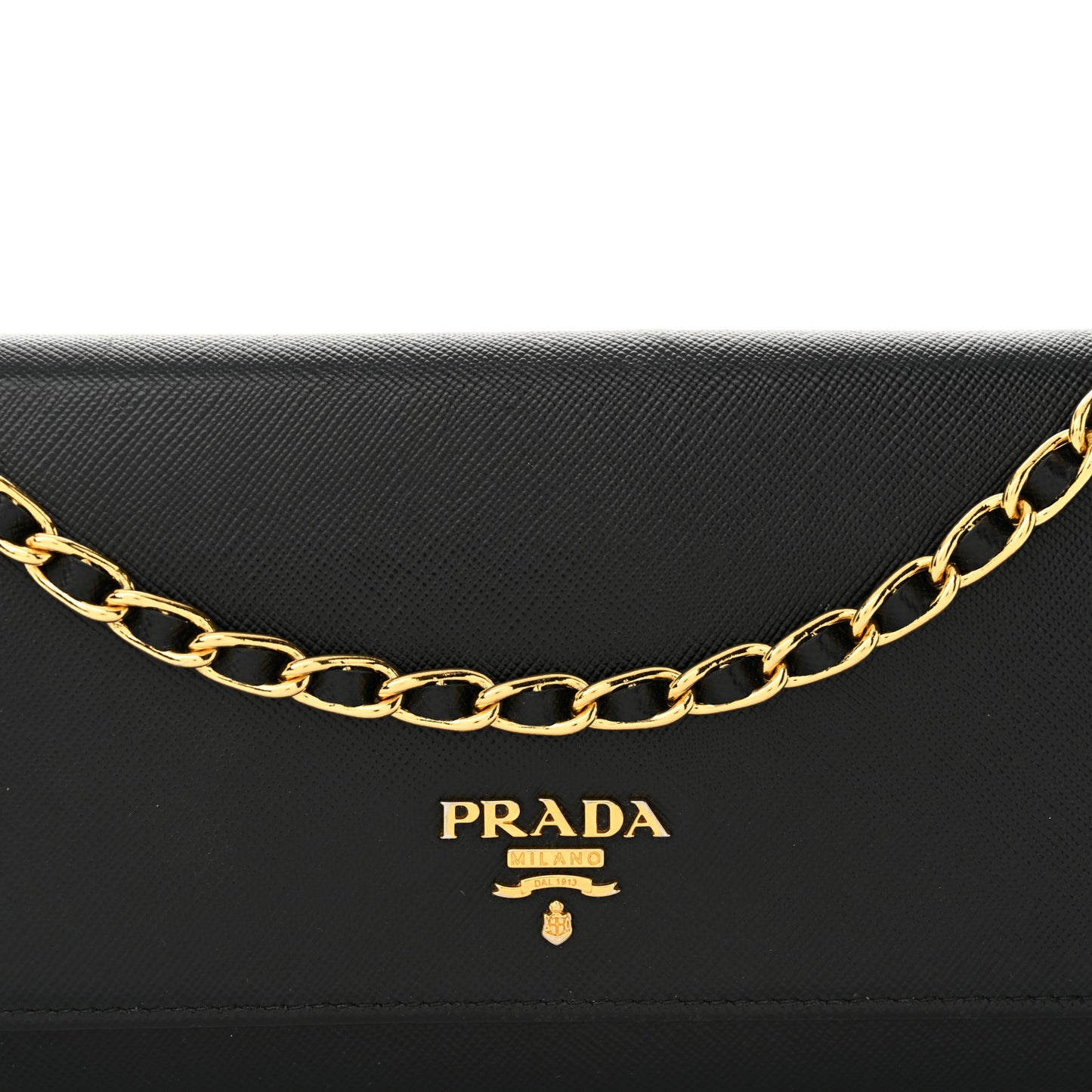 Saffiano Metal Oro Chain Wallet Black