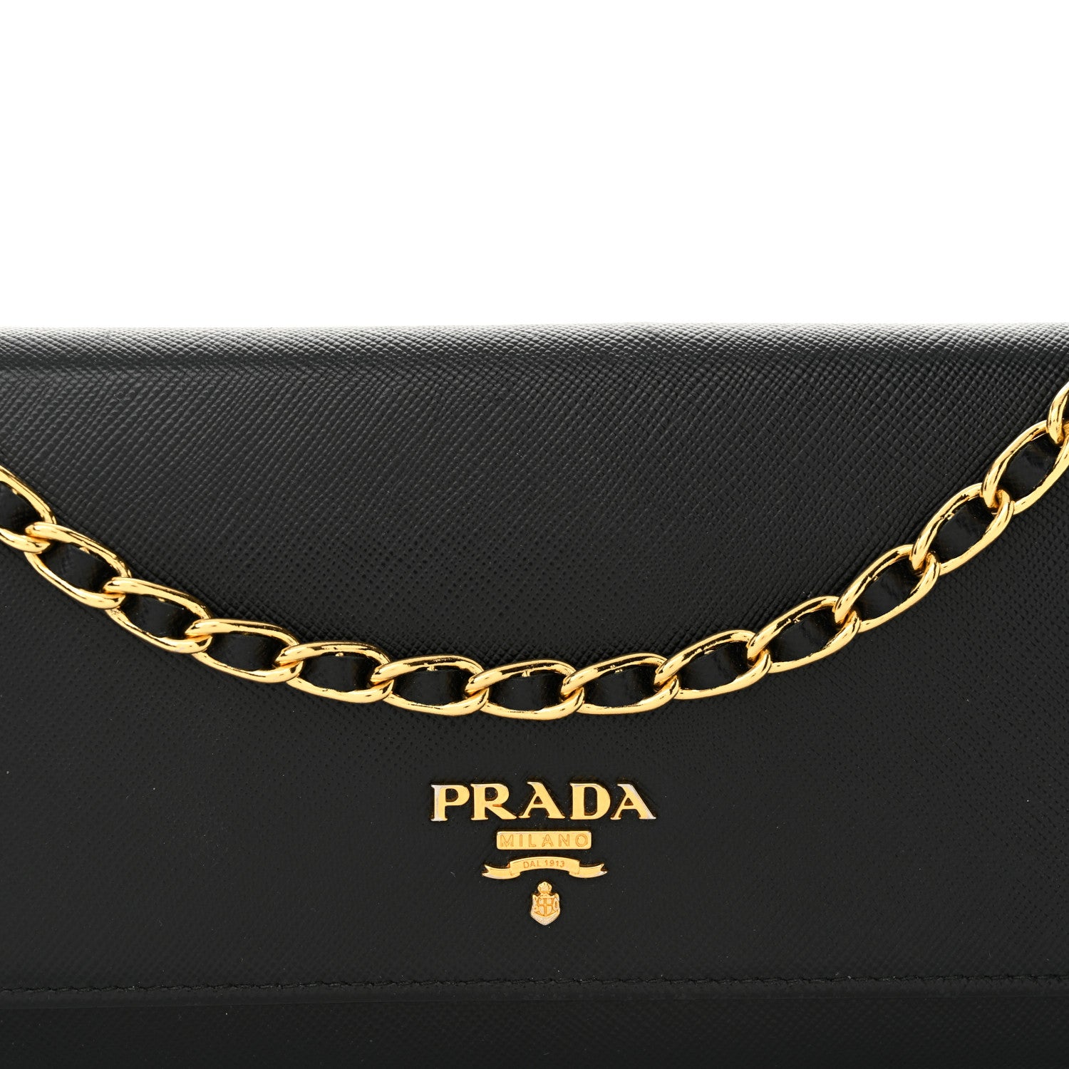 Prada Saffiano Metal Oro Chain Wallet Black 7 of 14