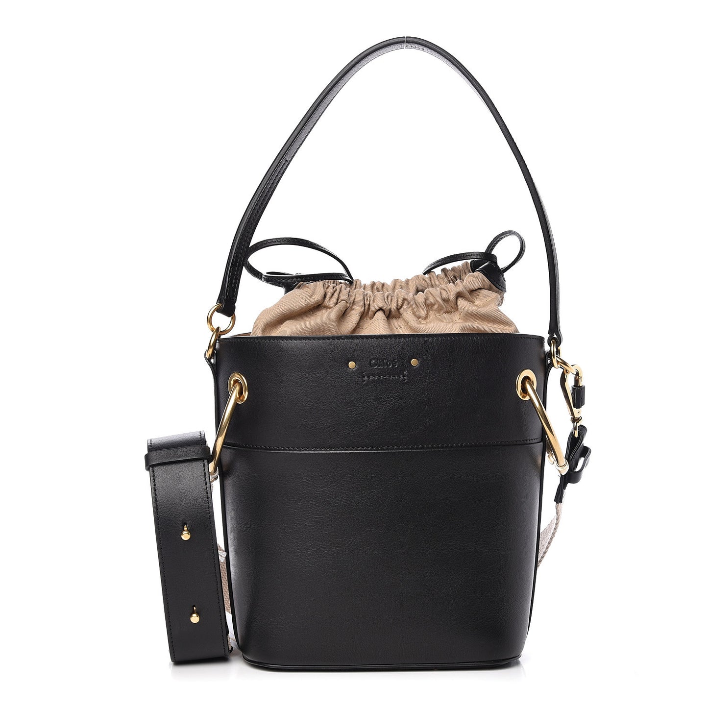 Smooth Calfskin Small Roy Bucket Bag Black