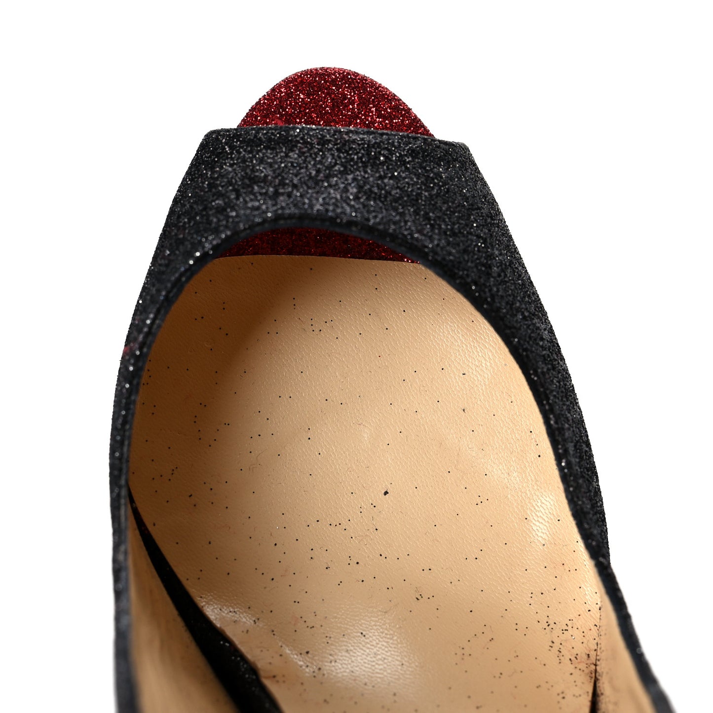 Glitter Lady Peep Sling 150 Pumps 38 Black Red