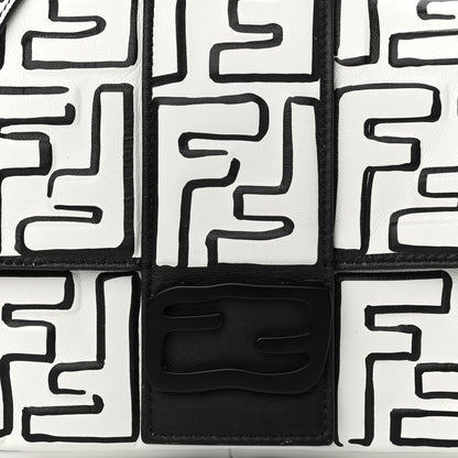 Fendi X JOSHUA VIDES Nappa FF Embossed Mini Belt Baguette Bag White Black 8 of 12
