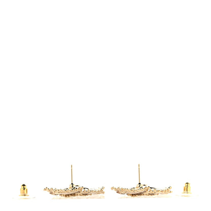 Chanel Pearl CC Camellia Earrings Gold 3 of 4