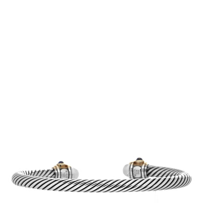 David Yurman Sterling Silver 14K Yellow Gold Pearl Iolite Rhodolite Garnet 5mm Cable Renaissance Bracelet 3 of 4