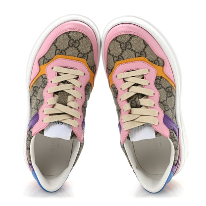 Gucci Calfskin GG Supreme Monogram Perforated Womens Platform 55mm Sneakers 35 Beige Ebony Sugar Pink Crop Shine Purple 2 of 11