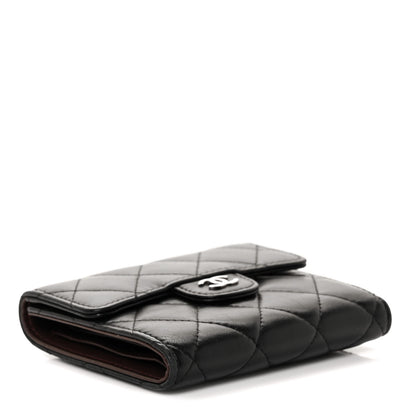 Chanel Lambskin Quilted Small Compact Wallet Black 4 of 12