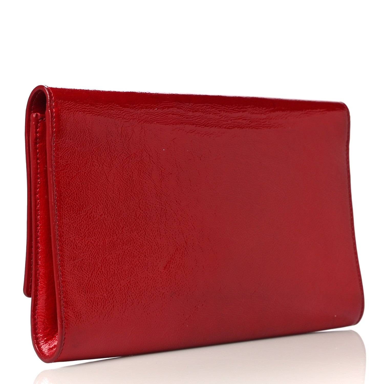 Saint Laurent Textured Patent Monogram Large Belle De Jour Clutch Red 3 of 18