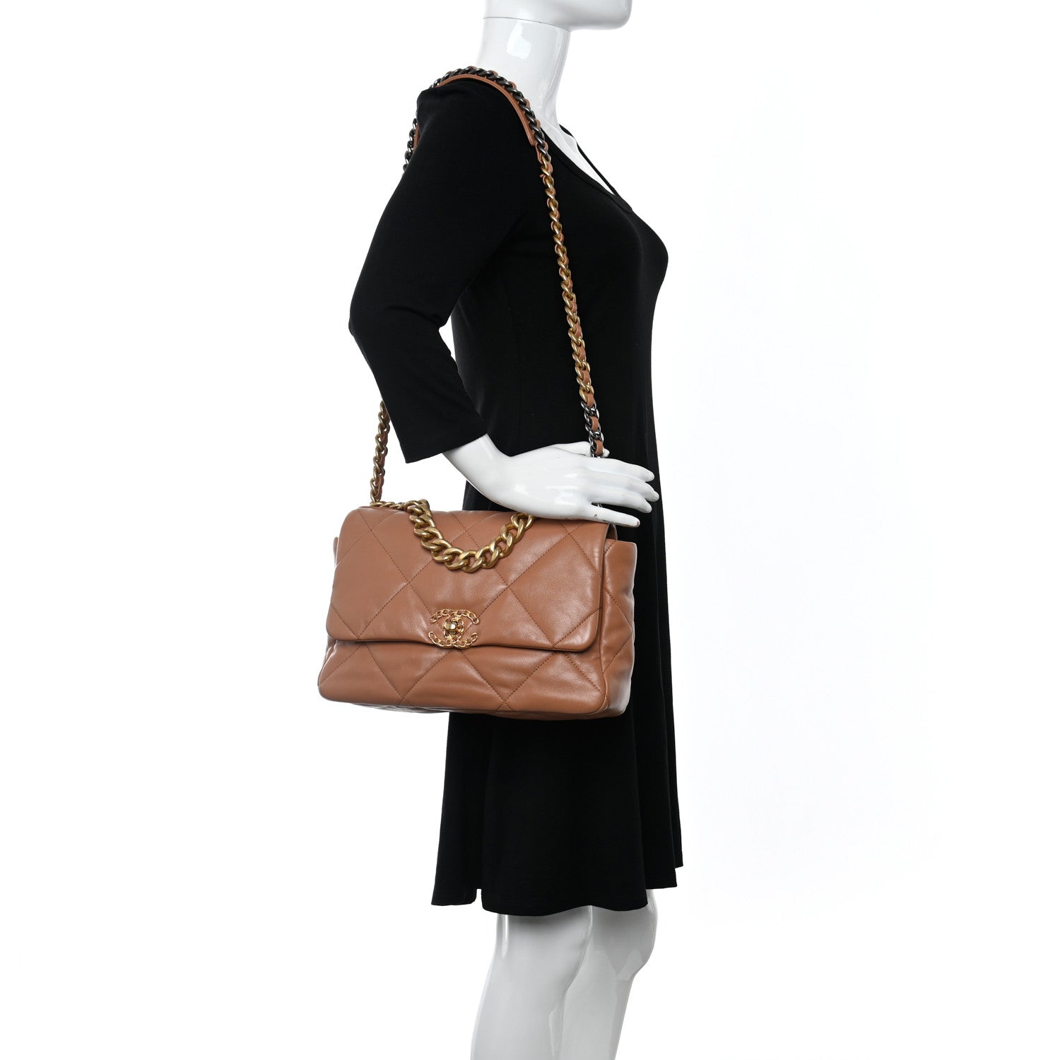 Chanel Lambskin Quilted Large Chanel 19 Flap Brown 2 of 10