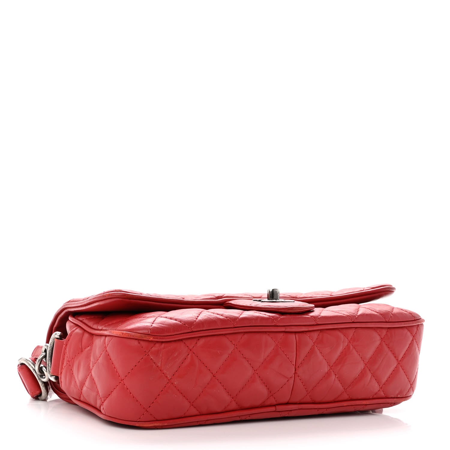 Chanel Crumpled Calfskin Quilted Small Casual Rock Flap Red 4 of 12