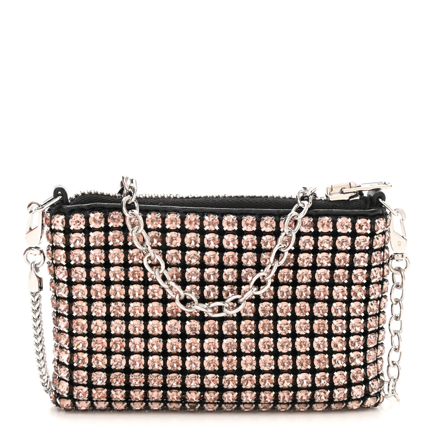 Alexander Wang Mesh Crystal Rhinestone Nano Heiress Pouch Pink 1 of 9