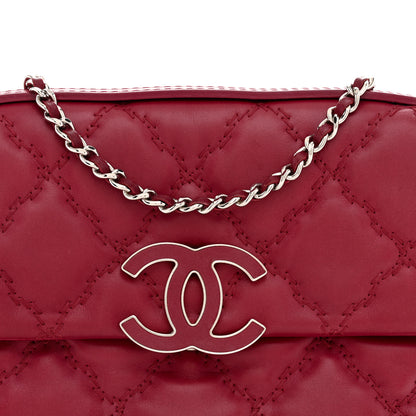 Chanel Calfskin Quilted Double Stitch Hamptons Clutch with Chain Red 8 of 13