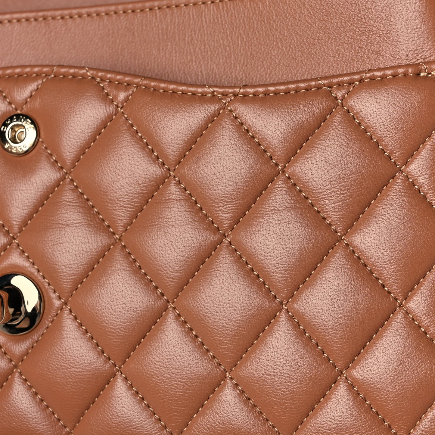 Lambskin Quilted Medium Double Flap Brown