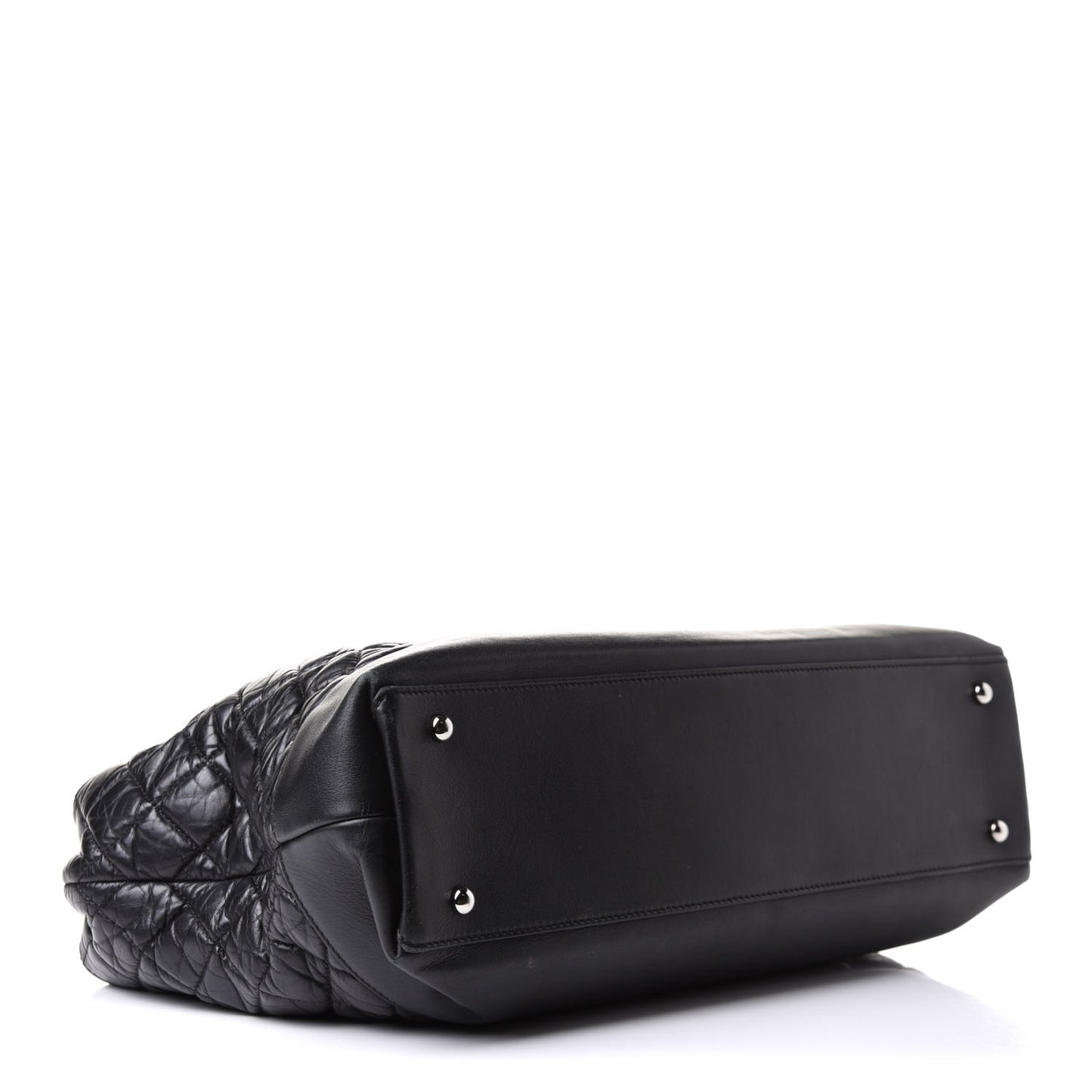 Aged Calfskin Quilted Be CC Tote Black