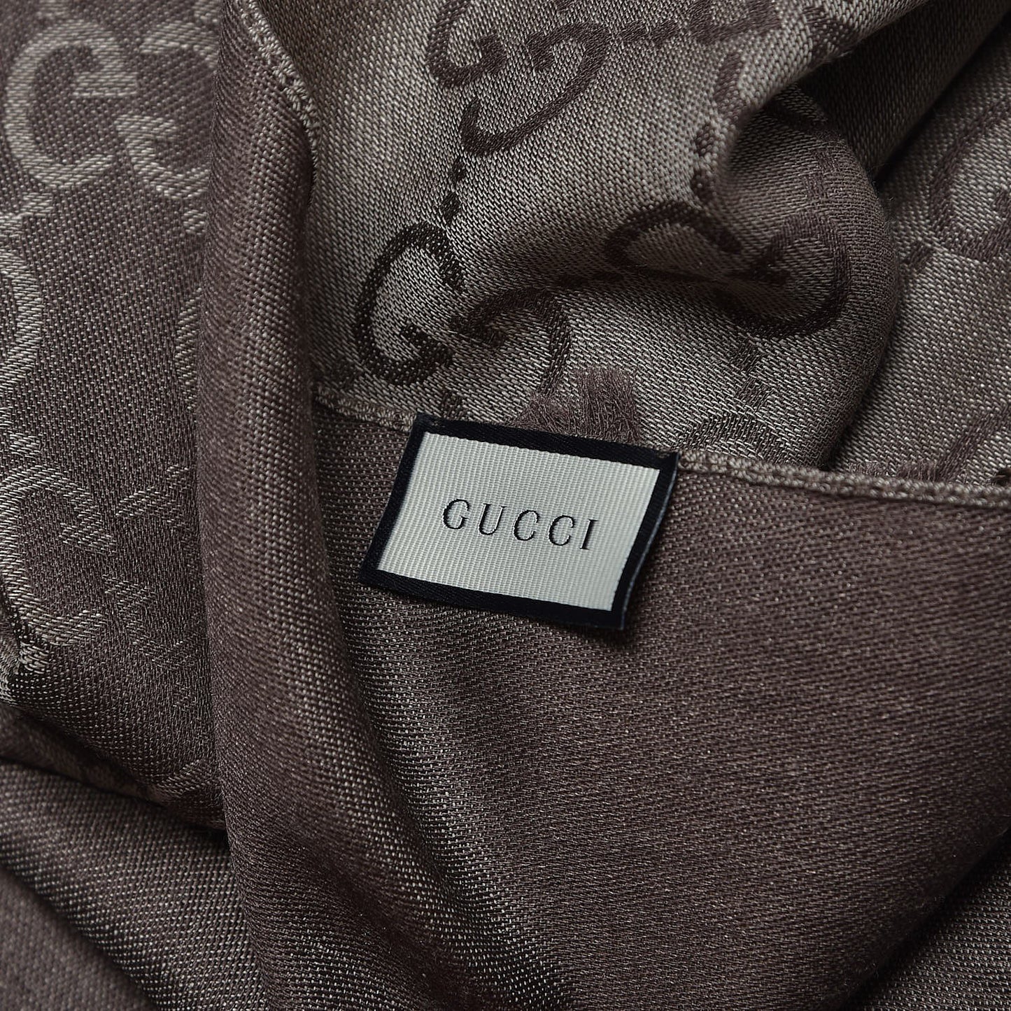 Wool Silk GG Monogram GGNat Scarf Rope Dark Brown