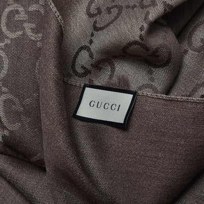Gucci Wool Silk GG Monogram GGNat Scarf Rope Dark Brown 5 of 5