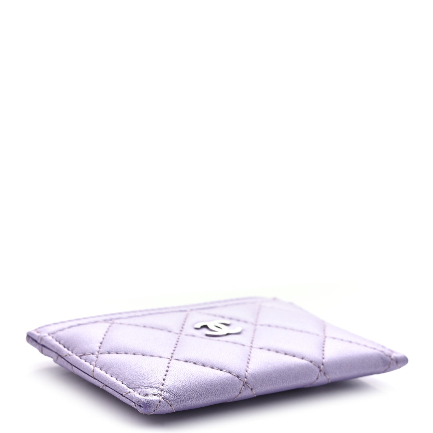 Chanel Metallic Lambskin Quilted Card Holder Light Purple 4 of 9