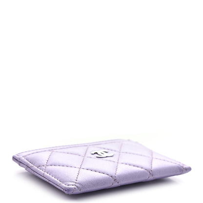 Chanel Metallic Lambskin Quilted Card Holder Light Purple 4 of 9