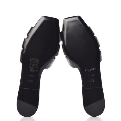 Saint Laurent Metallic Crackled Calfskin Nu Pied 05 Slide Sandals 37.5 Black Gunmetal 5 of 10