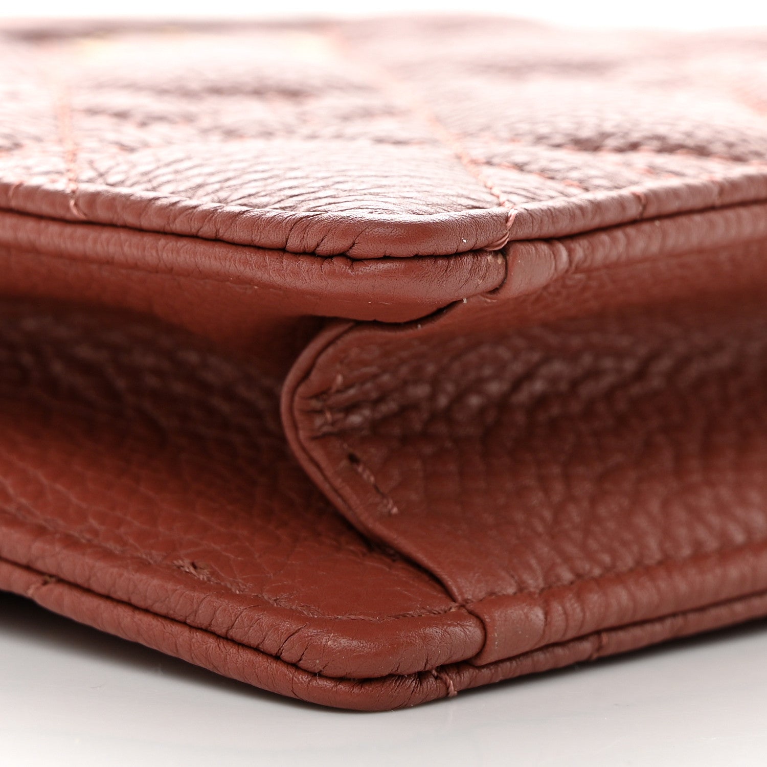 Christian Dior Calfskin Cannage Caro Zipped Pouch With Chain Rust 9 of 10