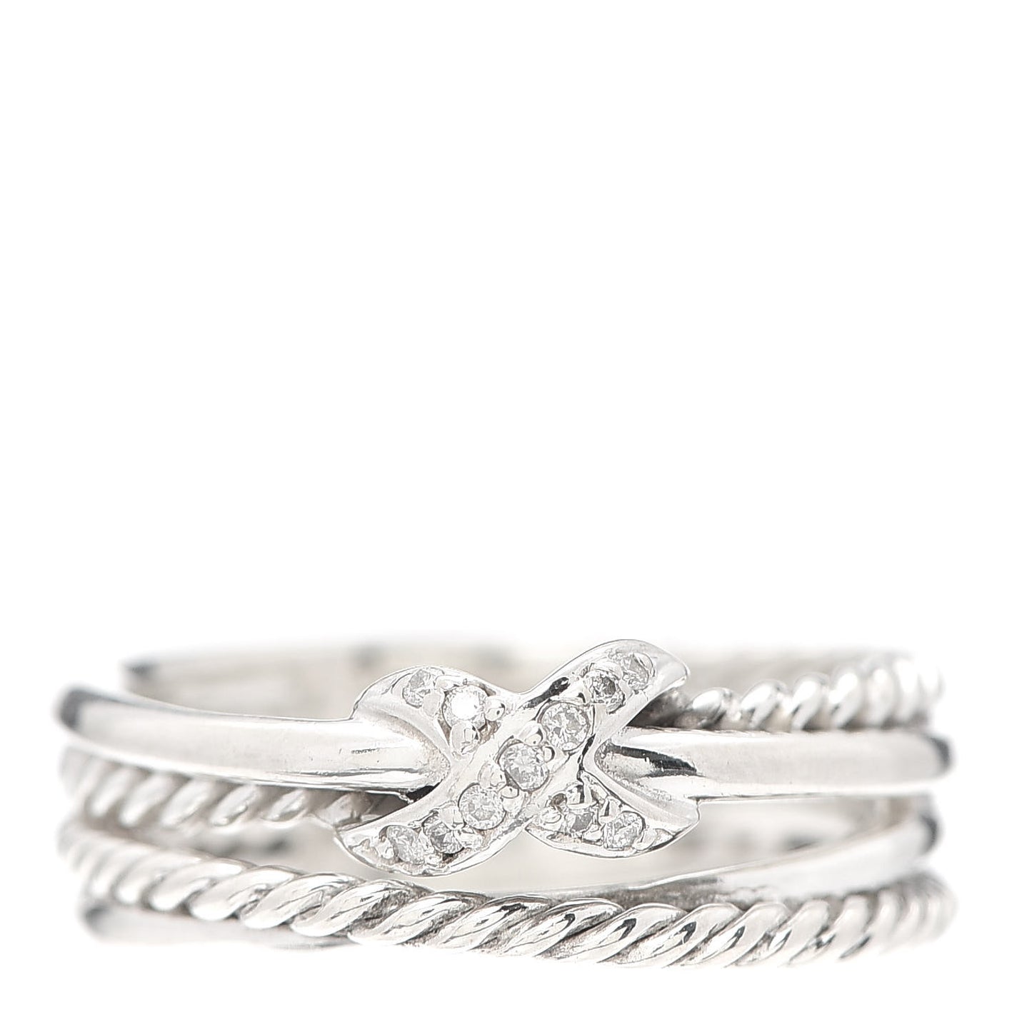 Sterling Silver Diamond X Crossover Ring 50 5.25