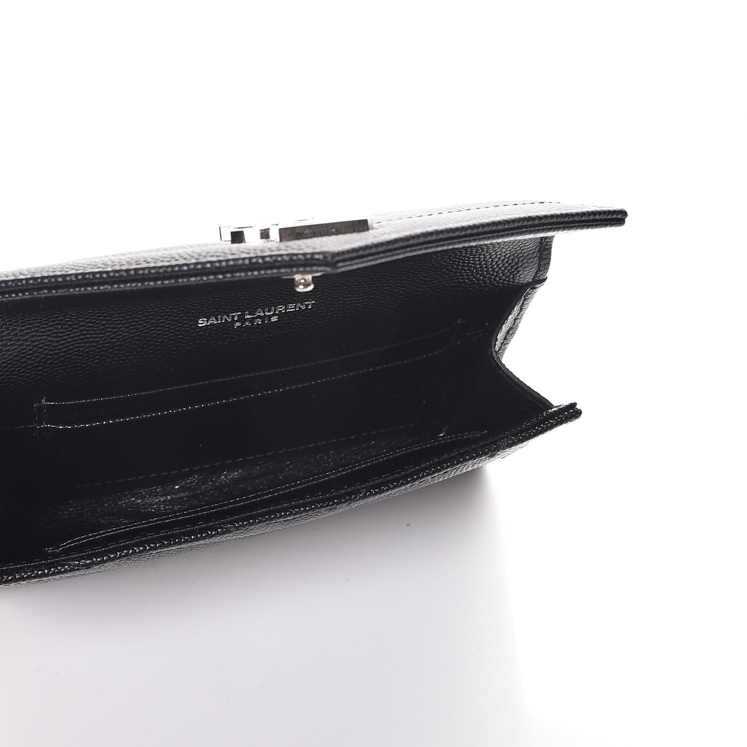 Saint Laurent Grain De Poudre Matelasse Chevron Small Monogram Envelope Wallet Black 5 of 8