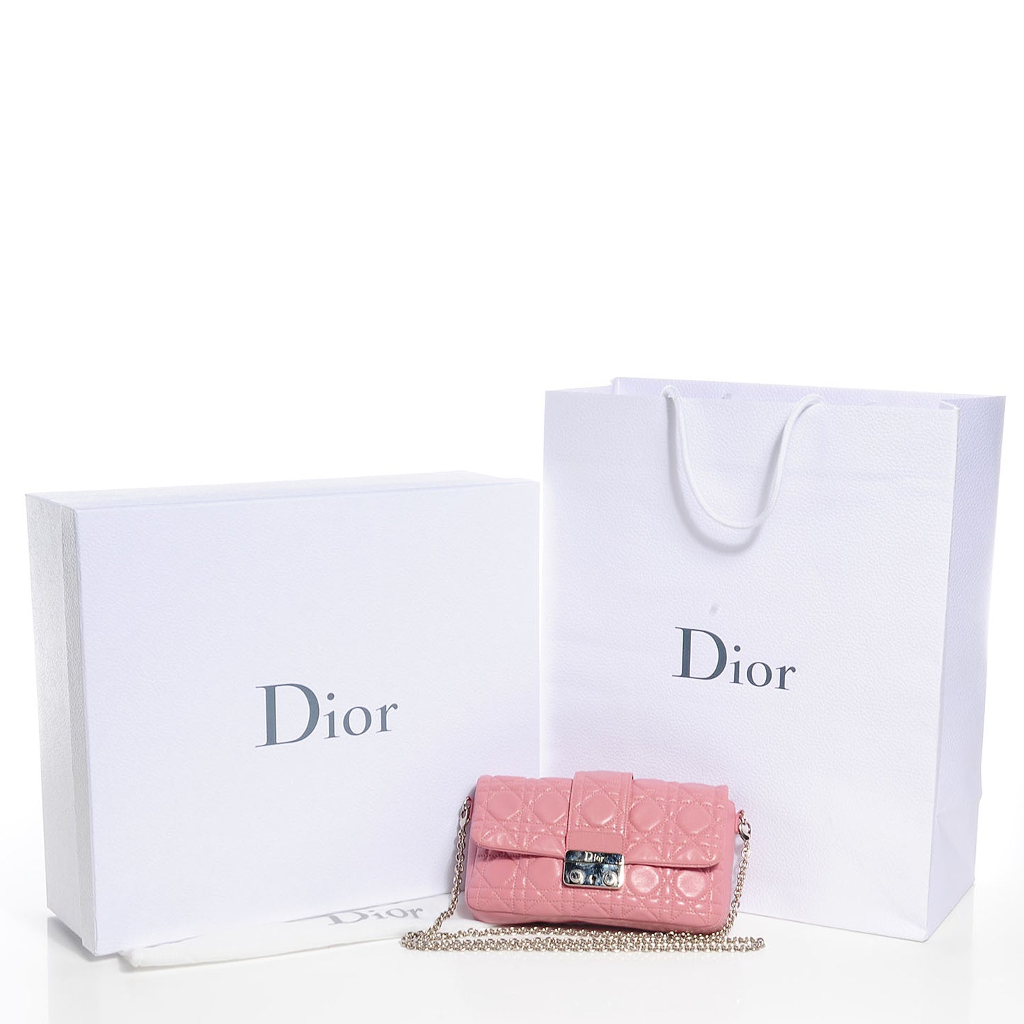 Lambskin Cannage New Lock Pouch Magnolia