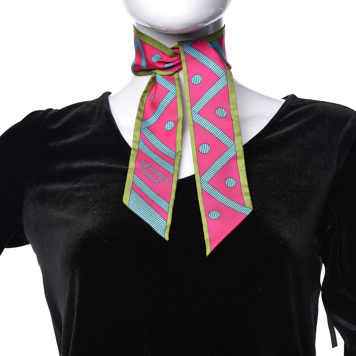 Hermes Silk Balade en Berline Twilly Fuchsia Orange Vert 2 of 5