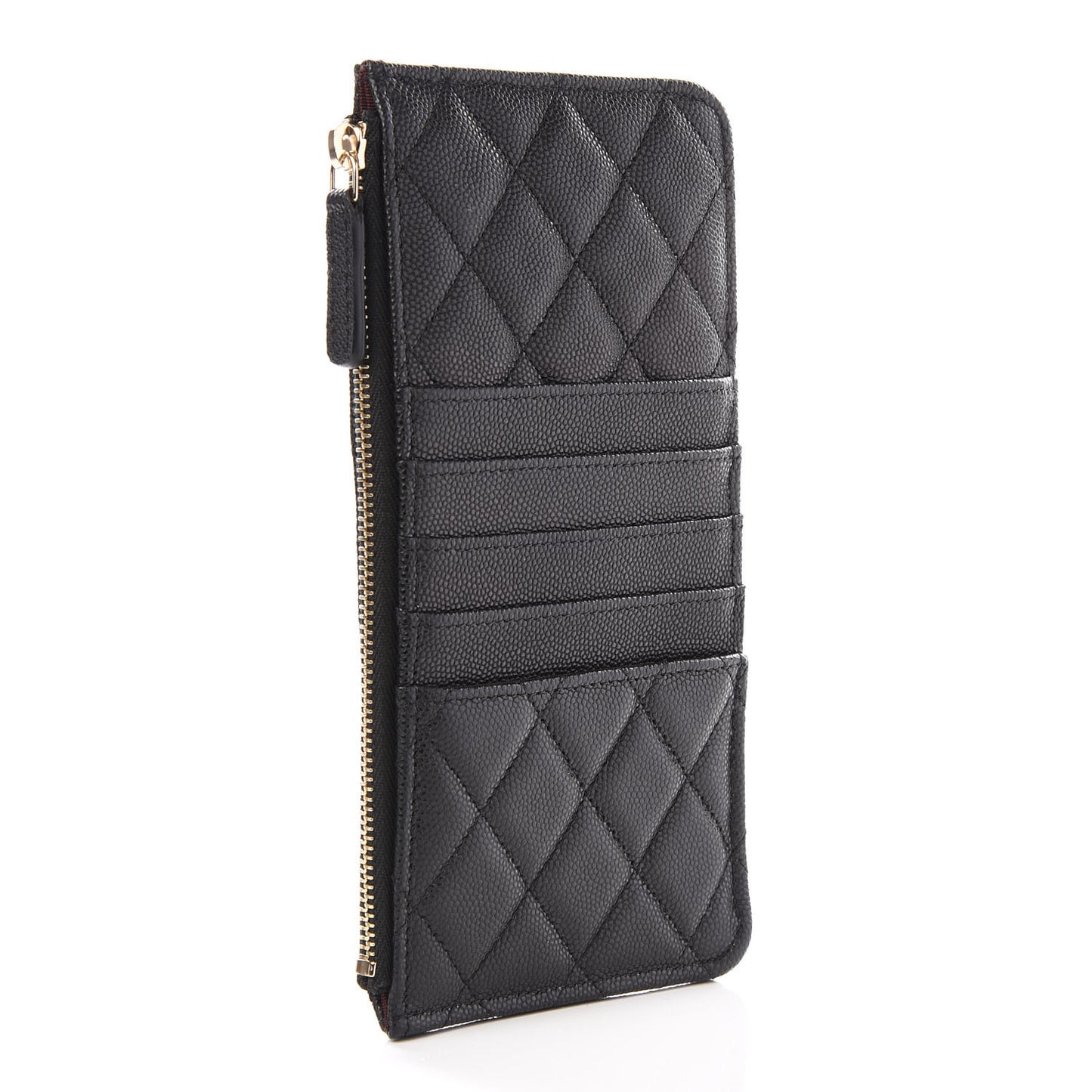 Caviar Quilted Classic Flat Wallet Pouch Black