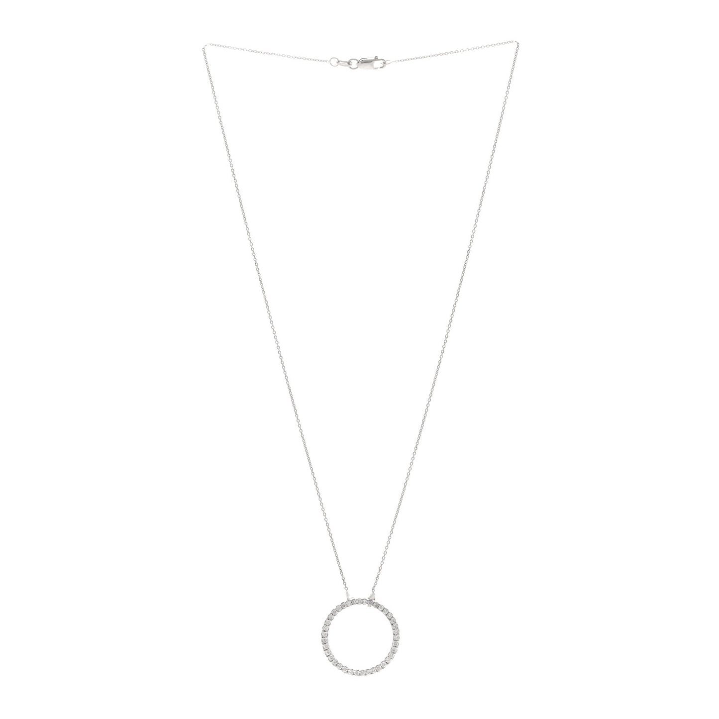 18K White Gold Diamond .42ctw Circle Pendant Necklace