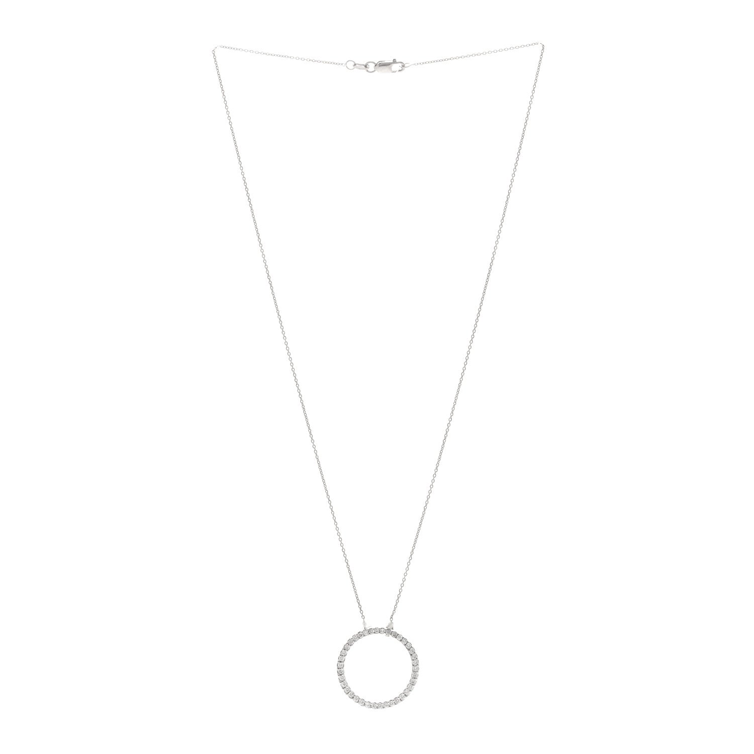 Roberto Coin 18K White Gold Diamond .42ctw Circle Pendant Necklace 3 of 5