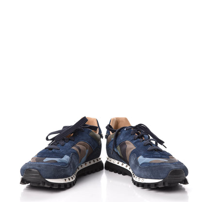 Valentino Garavani Suede Nylon Camouflage Womens Soul Rockstud Sneakers 41 Navy 5 of 19