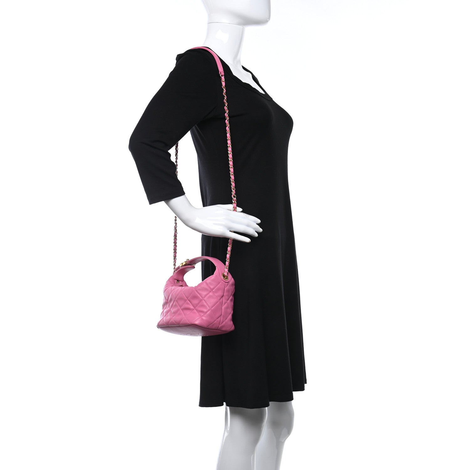 Chanel Lambskin Quilted Perfect Meeting Hobo Pink 2 of 8