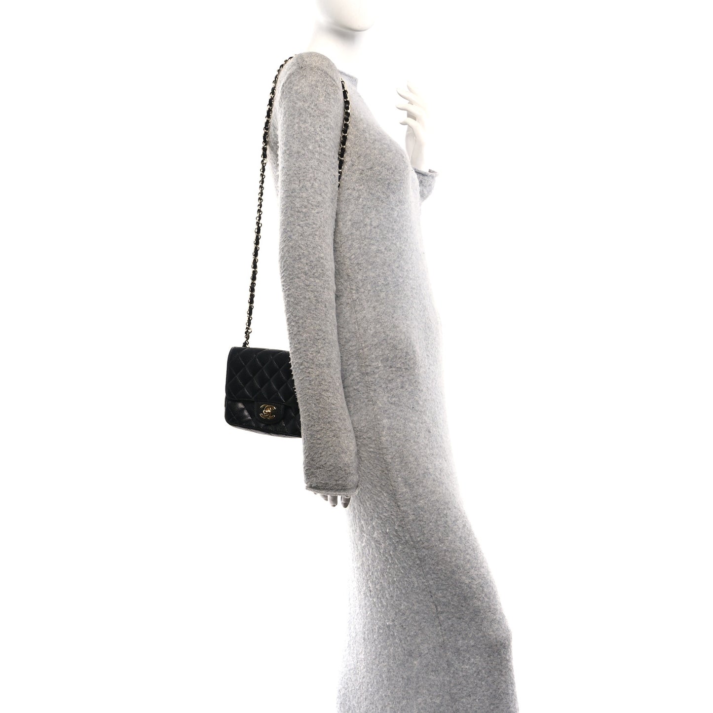 Caviar Quilted Mini Square Flap Black