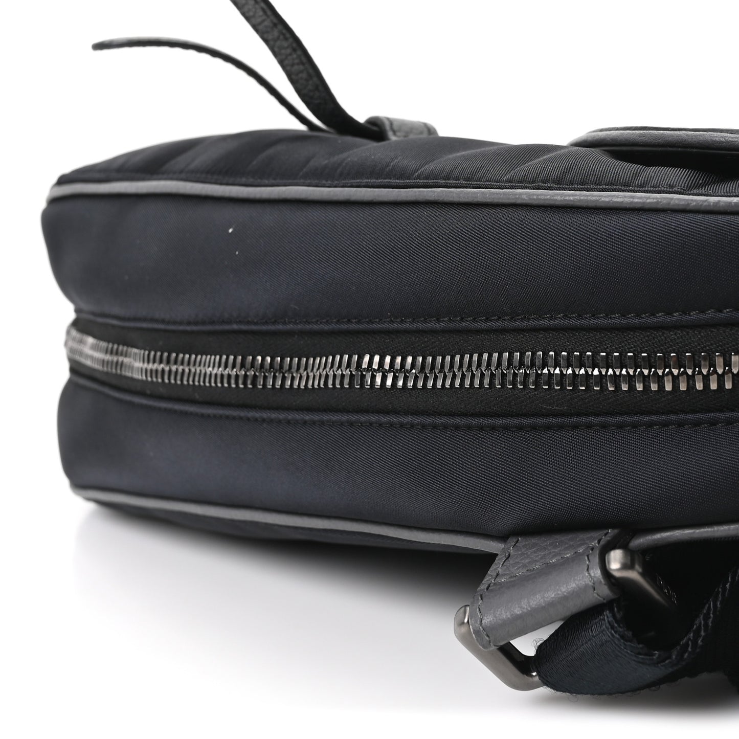 X SACAI Grained Calfskin Technical Fabric Mens Saddle Bag Black
