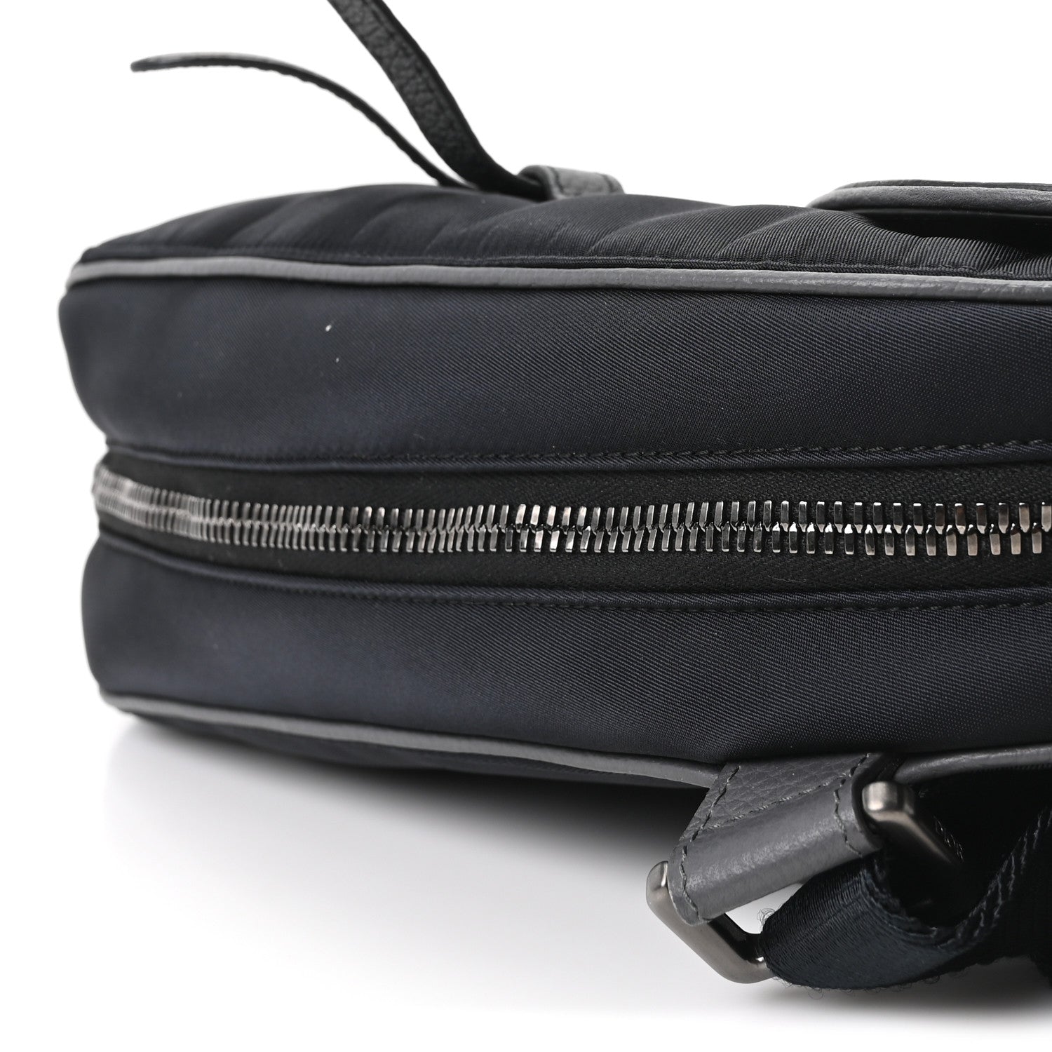 Christian Dior X SACAI Grained Calfskin Technical Fabric Mens Saddle Bag Black 10 of 10