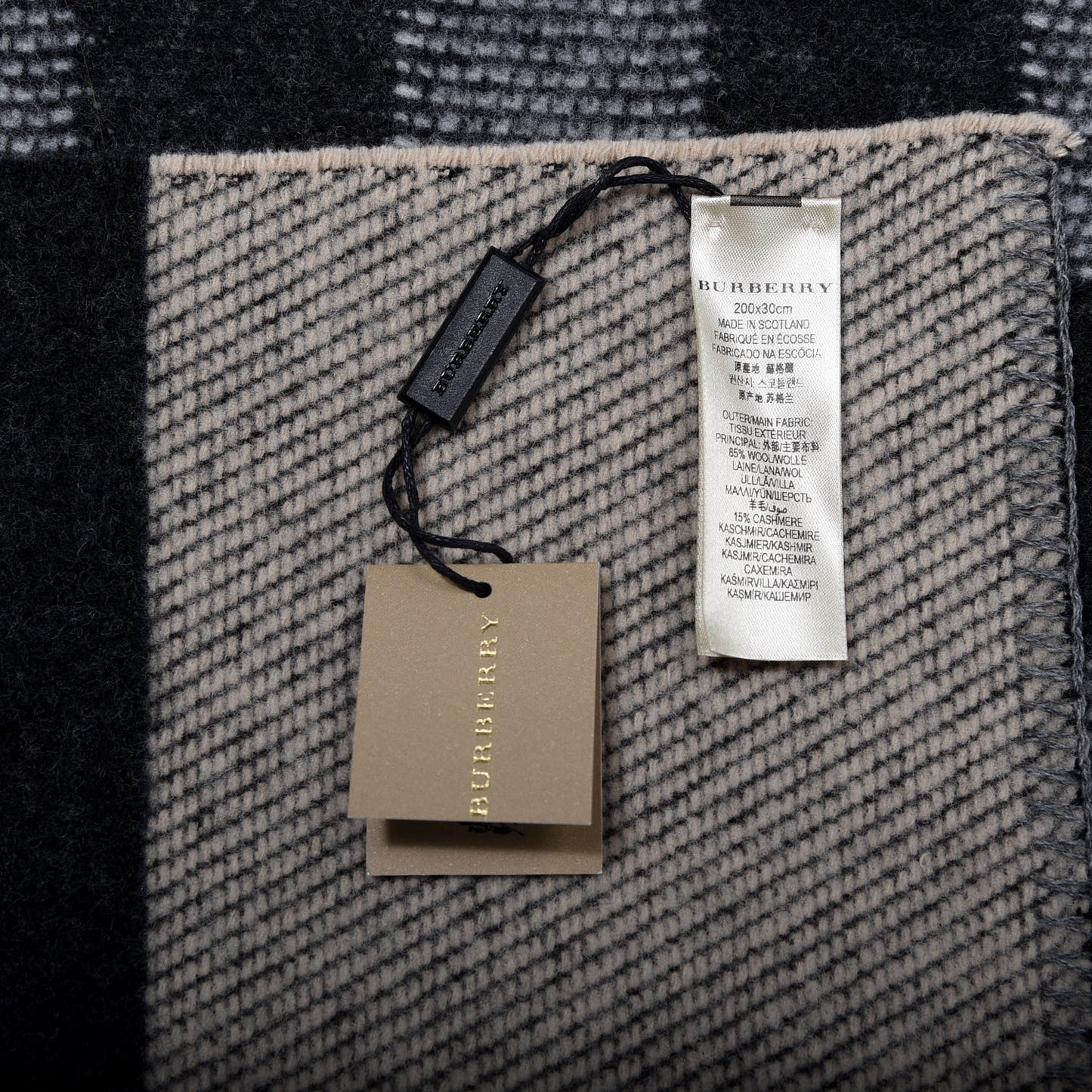 Wool Cashmere Mega Check Color Block Scarf Brown Multicolor