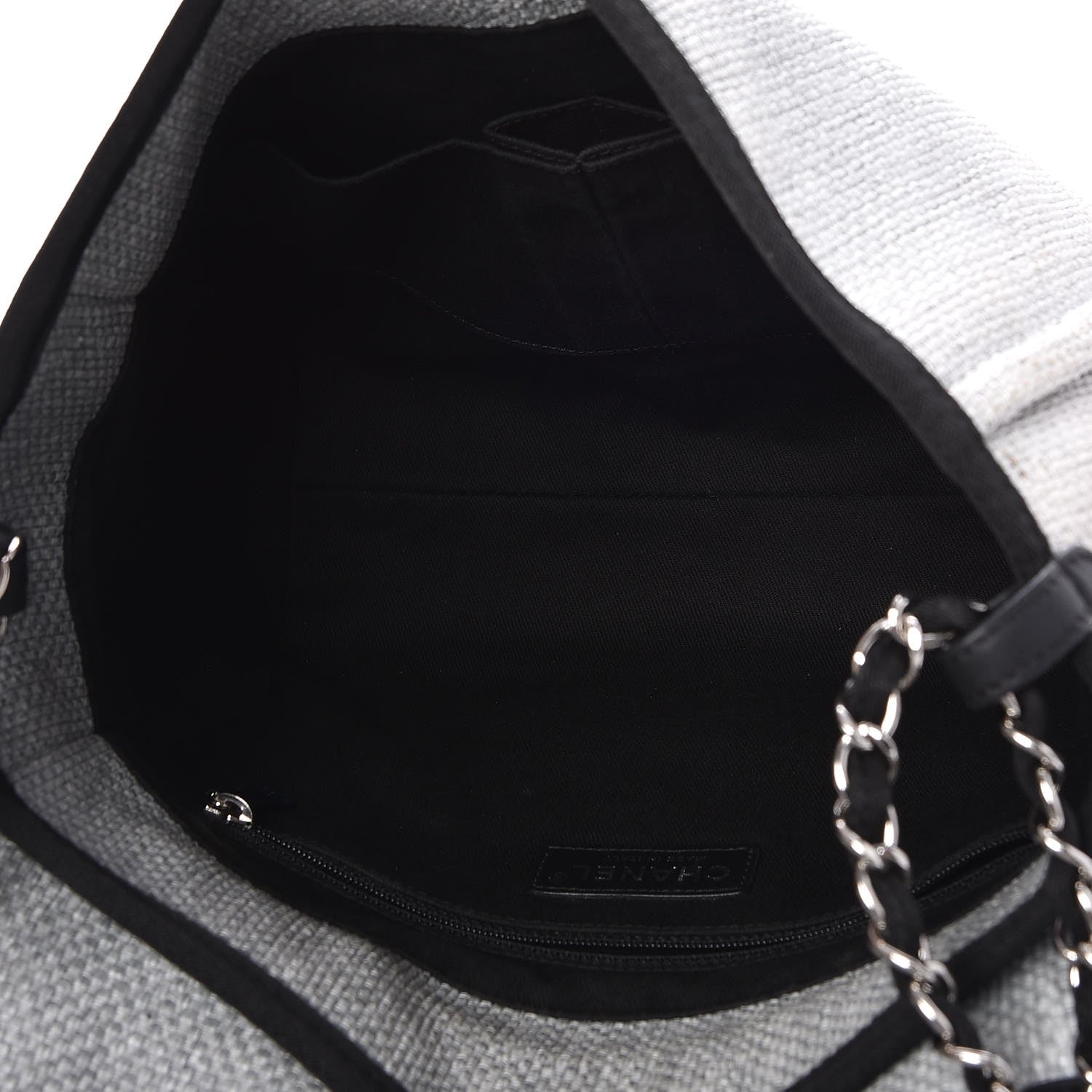 Chanel Woven Straw Raffia Small Deauville Messenger Grey 5 of 8