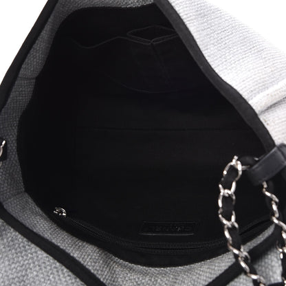 Chanel Woven Straw Raffia Small Deauville Messenger Grey 5 of 8