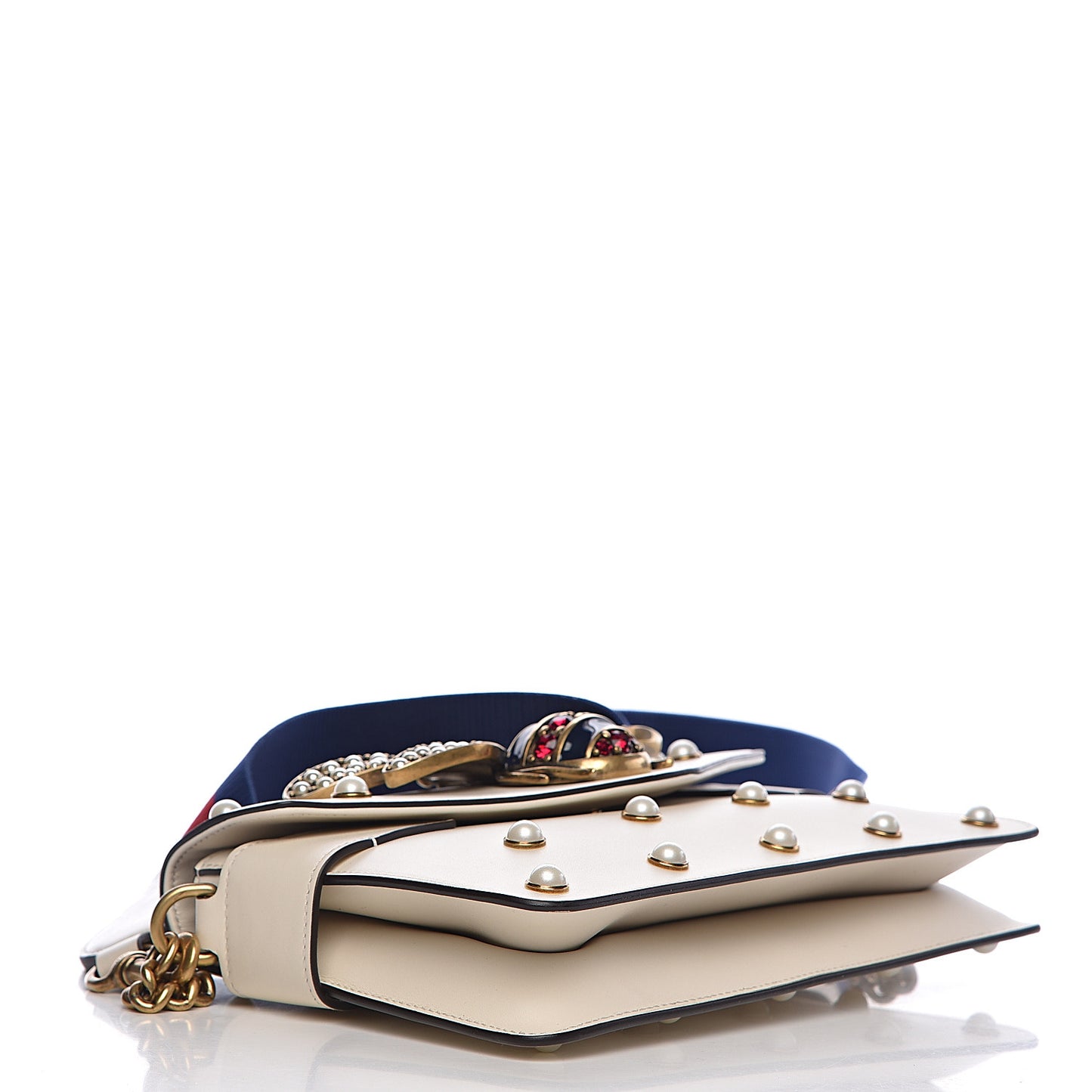 Nappa Pearl Studded Mini Queen Margaret Broadway Shoulder Bag Mystic White