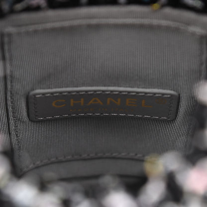 Chanel Calfskin Tweed Small CC Chain Bucket Drawstring Bag Black Multicolor 6 of 10