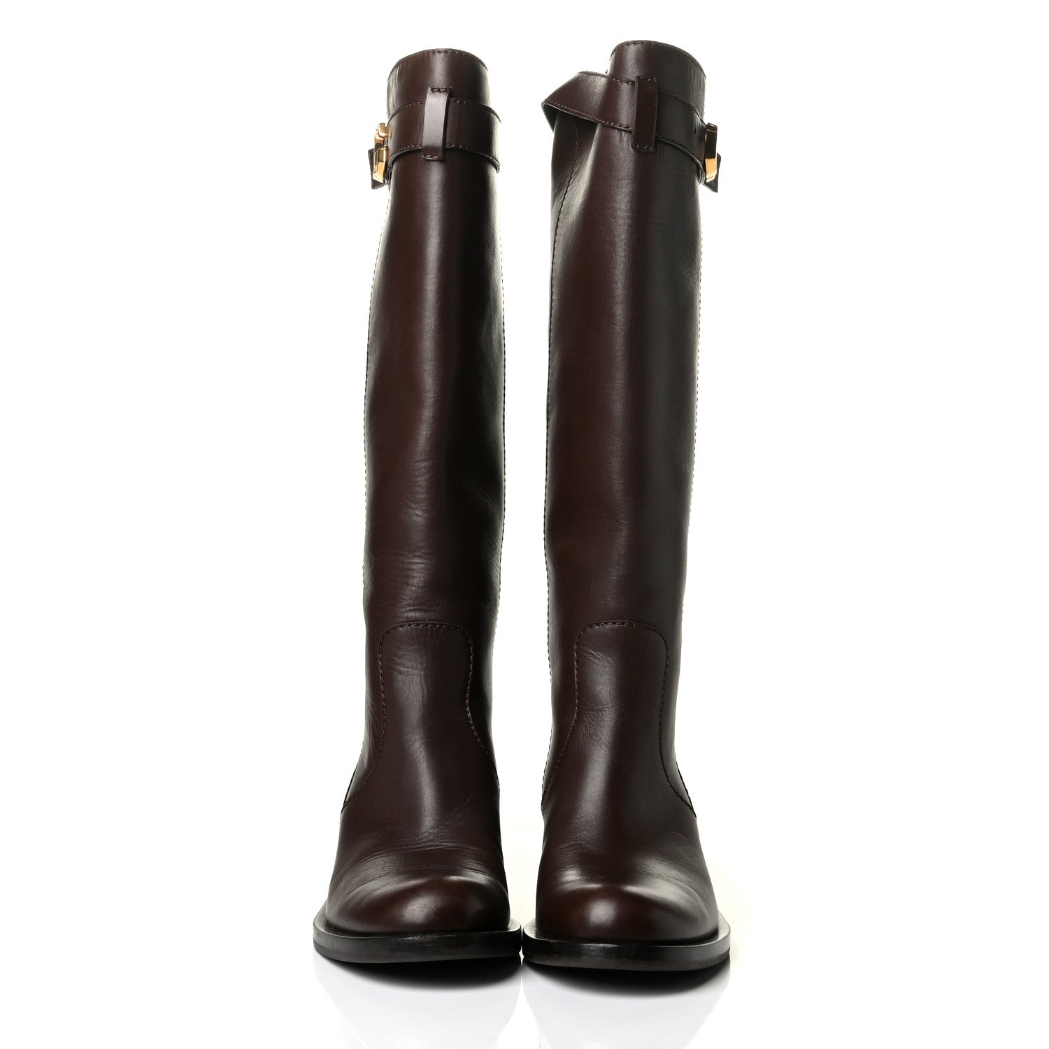 Gucci Calfskin Interlocking G Riding Boots 38 Brown 2 of 7