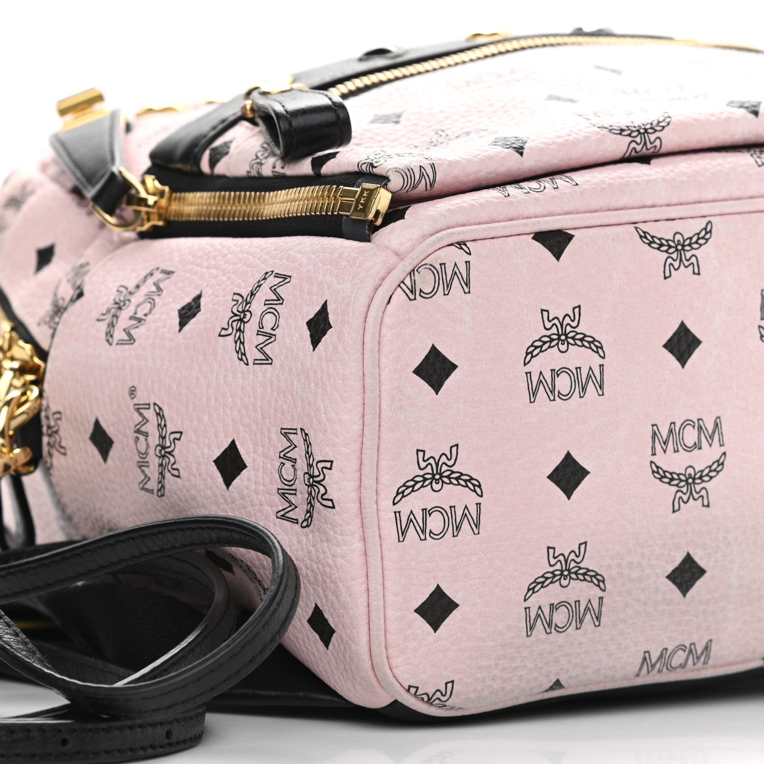 MCM Visetos Studded Small Dual Stark Backpack Chalk Pink Black 8 of 12