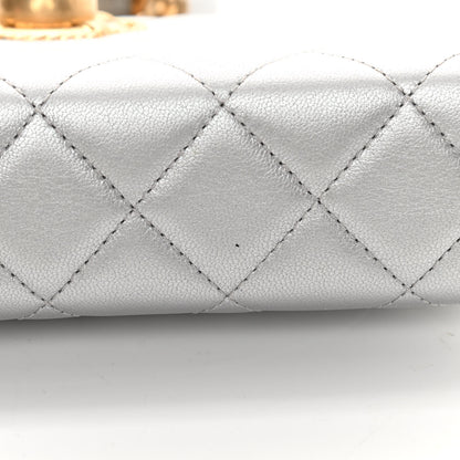 Chanel Metallic Calfskin Quilted Evening By The Sea Clutch Silver 11 of 11