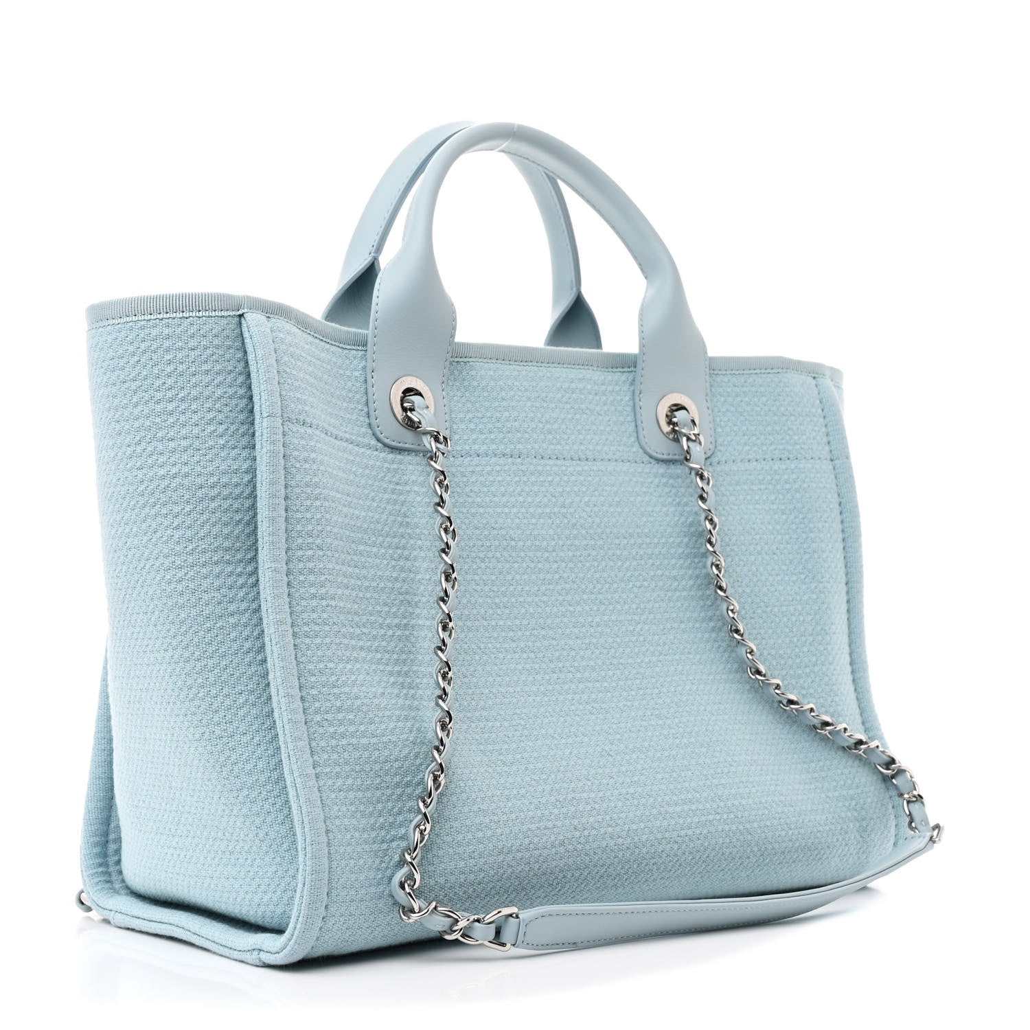Chanel Mixed Fibers Small Deauville Tote Light Blue 4 of 12