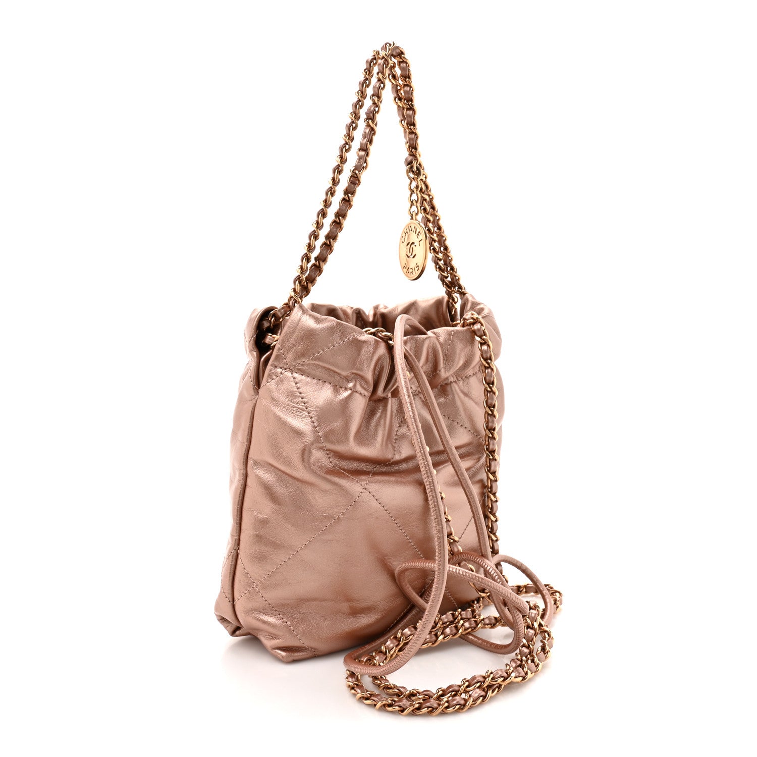 Chanel Metallic Calfskin Quilted Mini Chanel 22 Copper 2 of 9