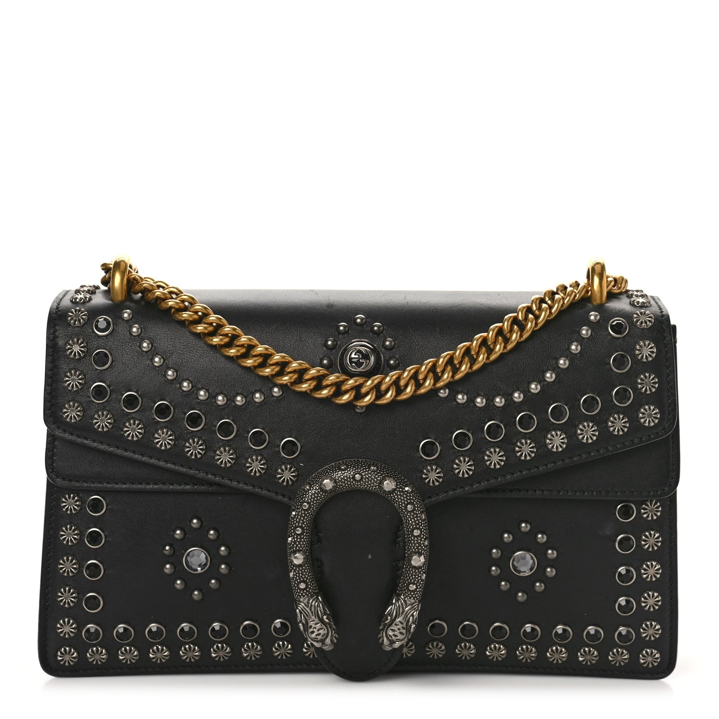 Calfskin Studded Small Dionysus Shoulder Bag Black