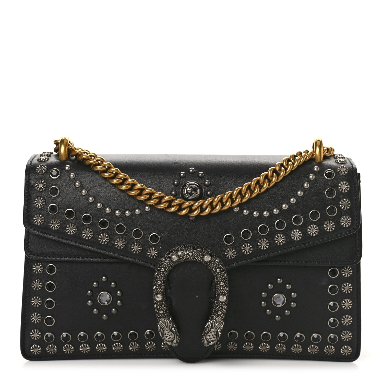 Gucci Calfskin Studded Small Dionysus Shoulder Bag Black 1 of 12
