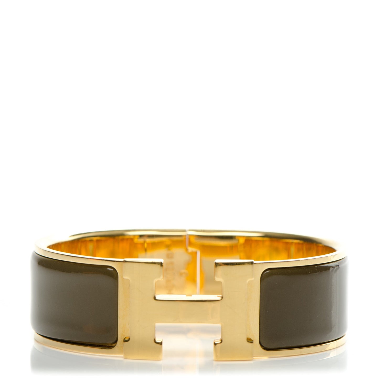 Enamel Wide Clic Clac H Bracelet GM Vert Bronze