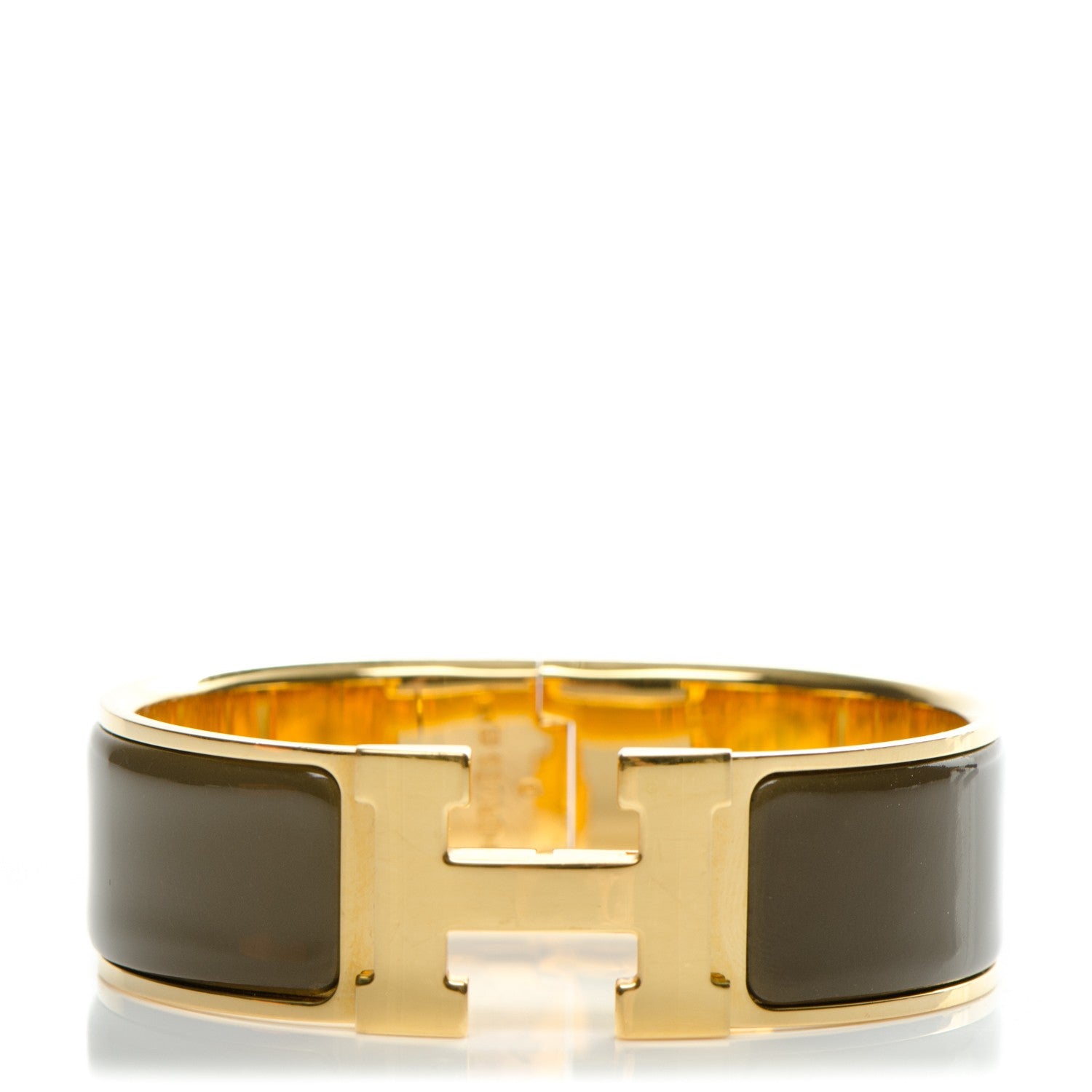 Hermes Enamel Wide Clic Clac H Bracelet GM Vert Bronze 1 of 5